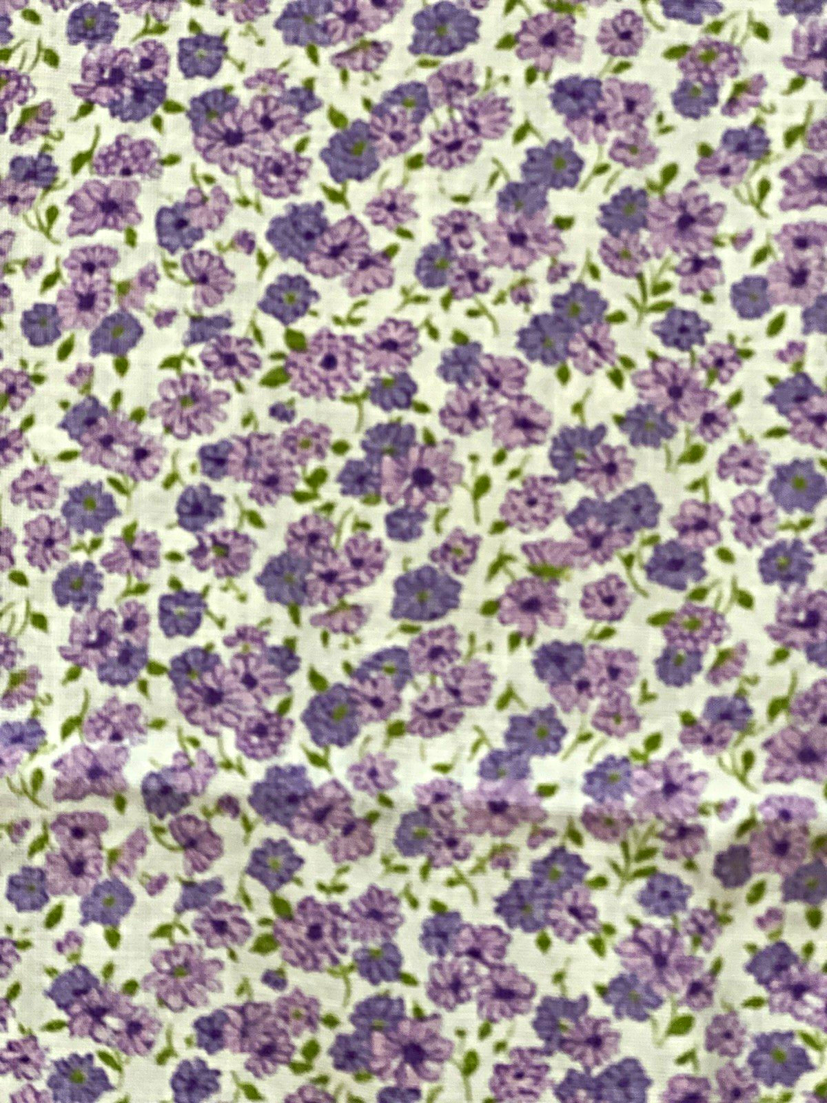 Vintage feedsack purple flowers full size open 