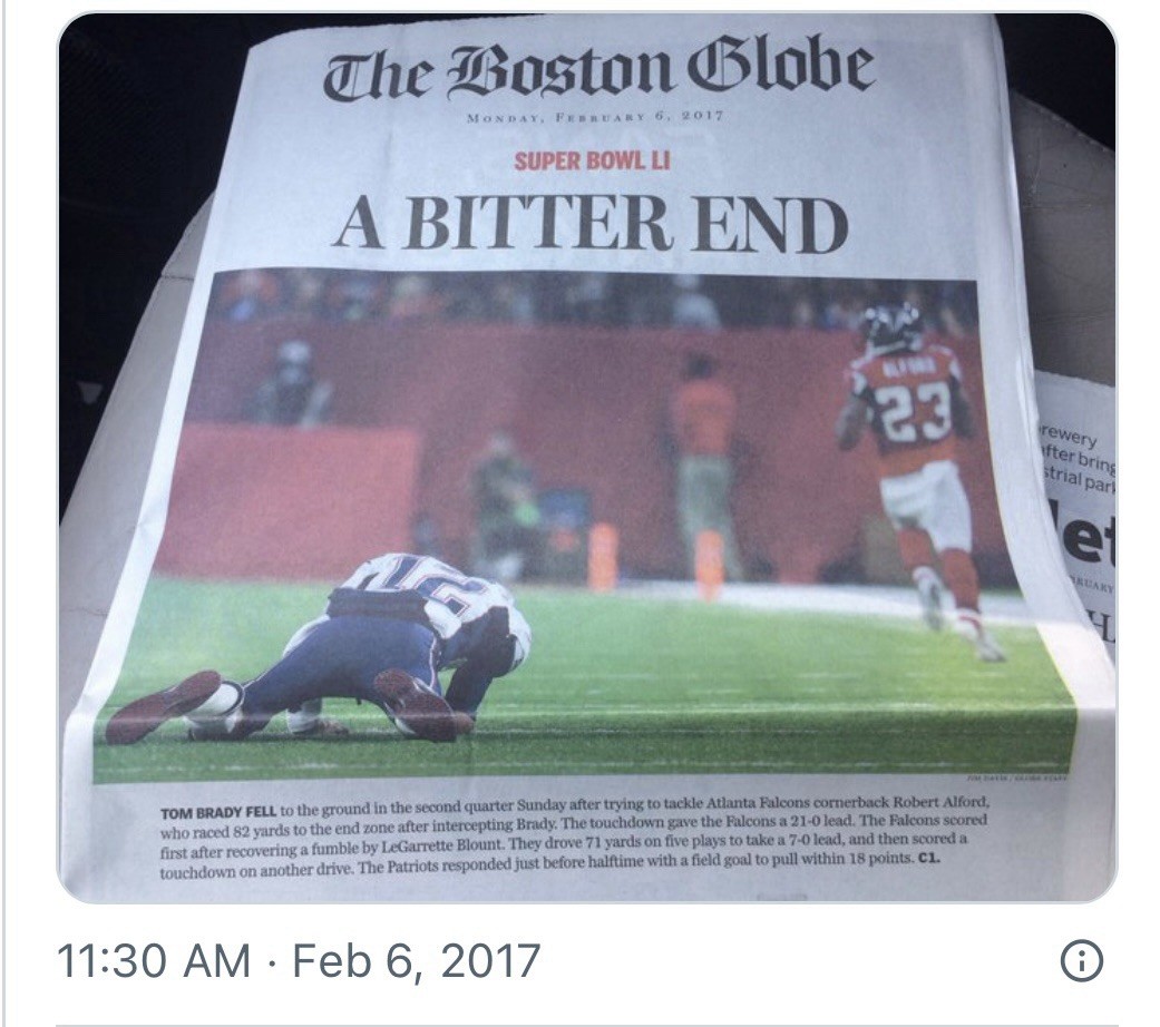 Tom Brady   Misprint By Boston Globe