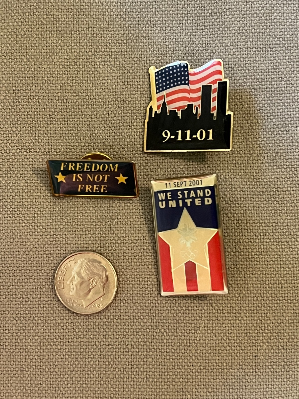 Vintage 9-11-01 Remembrance American Flag Pins Lot of 3 Vintage 9-11-01 Remembrance American Flag Pins Lot of 3