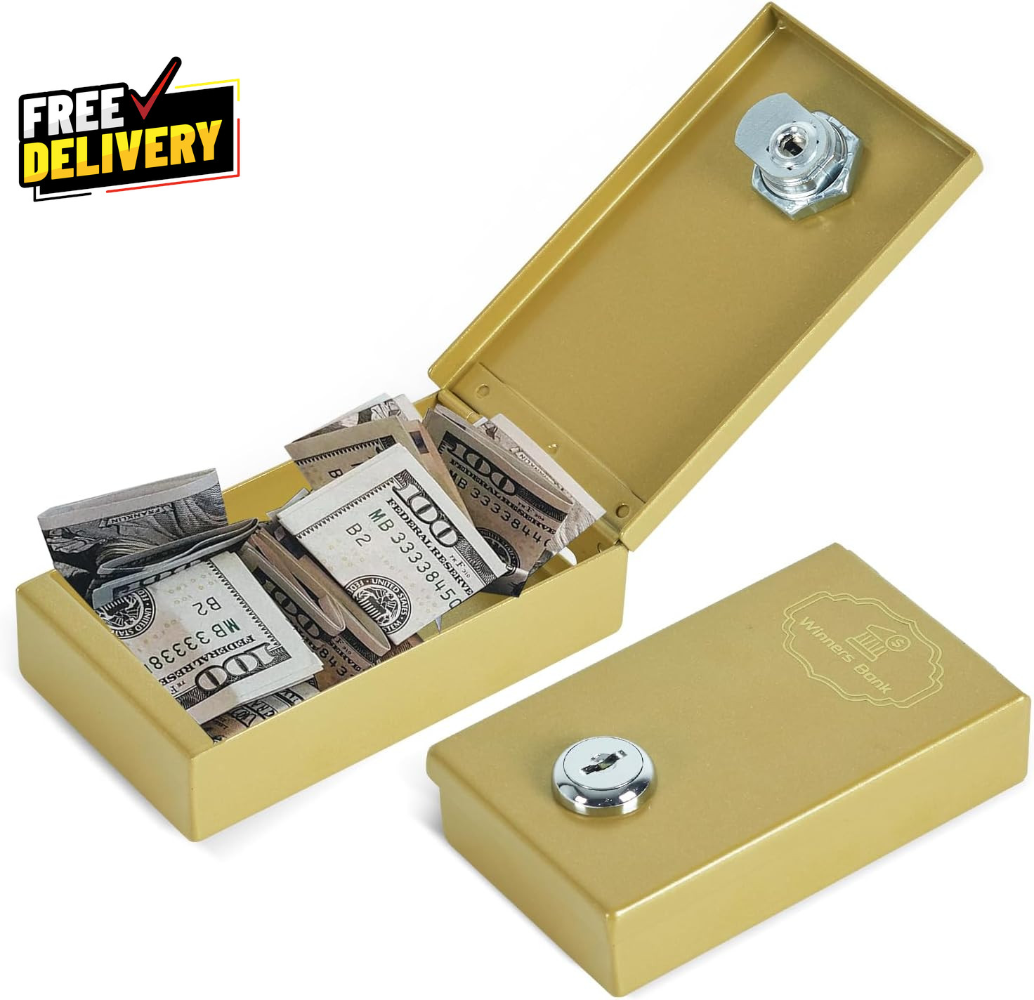 Metal Box for Gambler Winners Bank Portable Safe Casino Money Pocket Sized Cas..