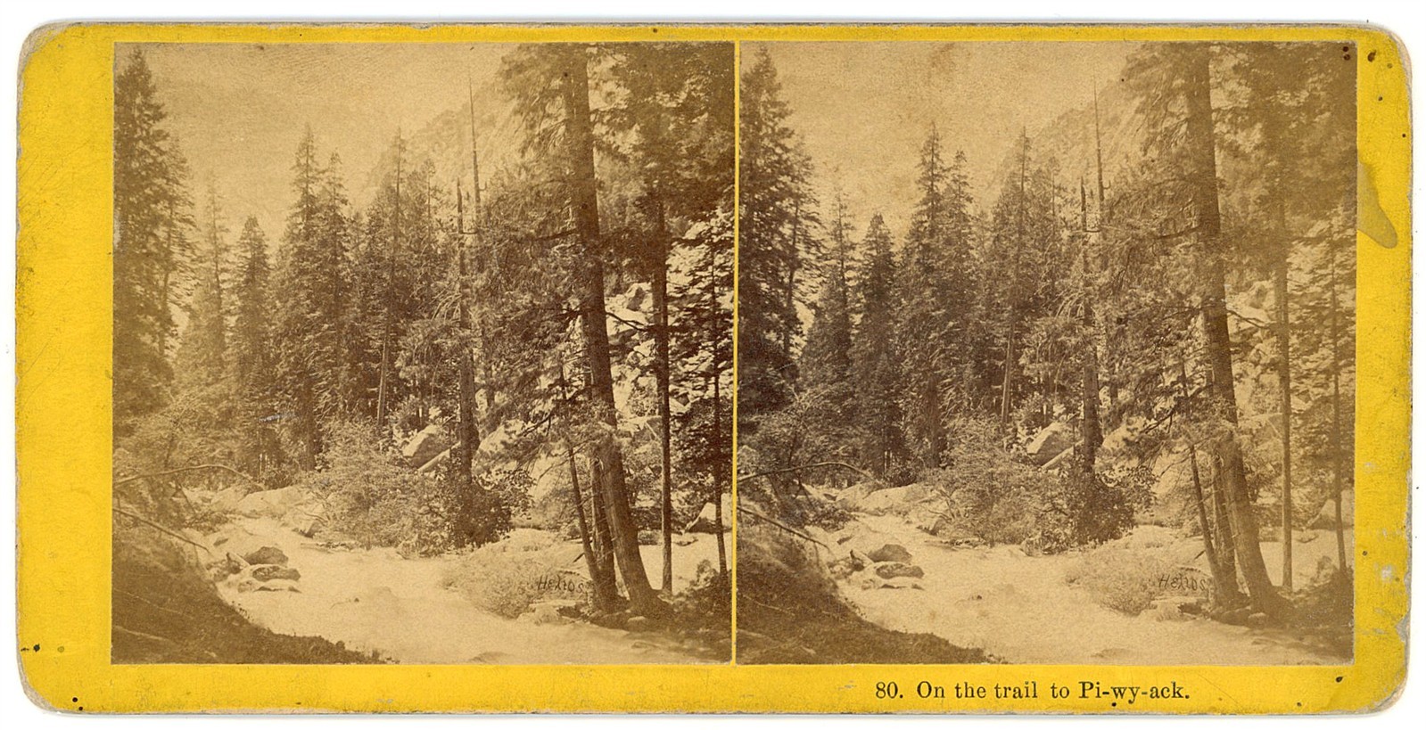 YOSEMITE STEREOVIEW - Piwyack Trail - E.J. Muybridge (Helios Gallery) 1860s