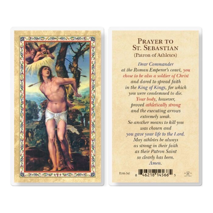 Saint Sebastian with Prayer to St. Sebastian - Laminated Holy Card 106-541