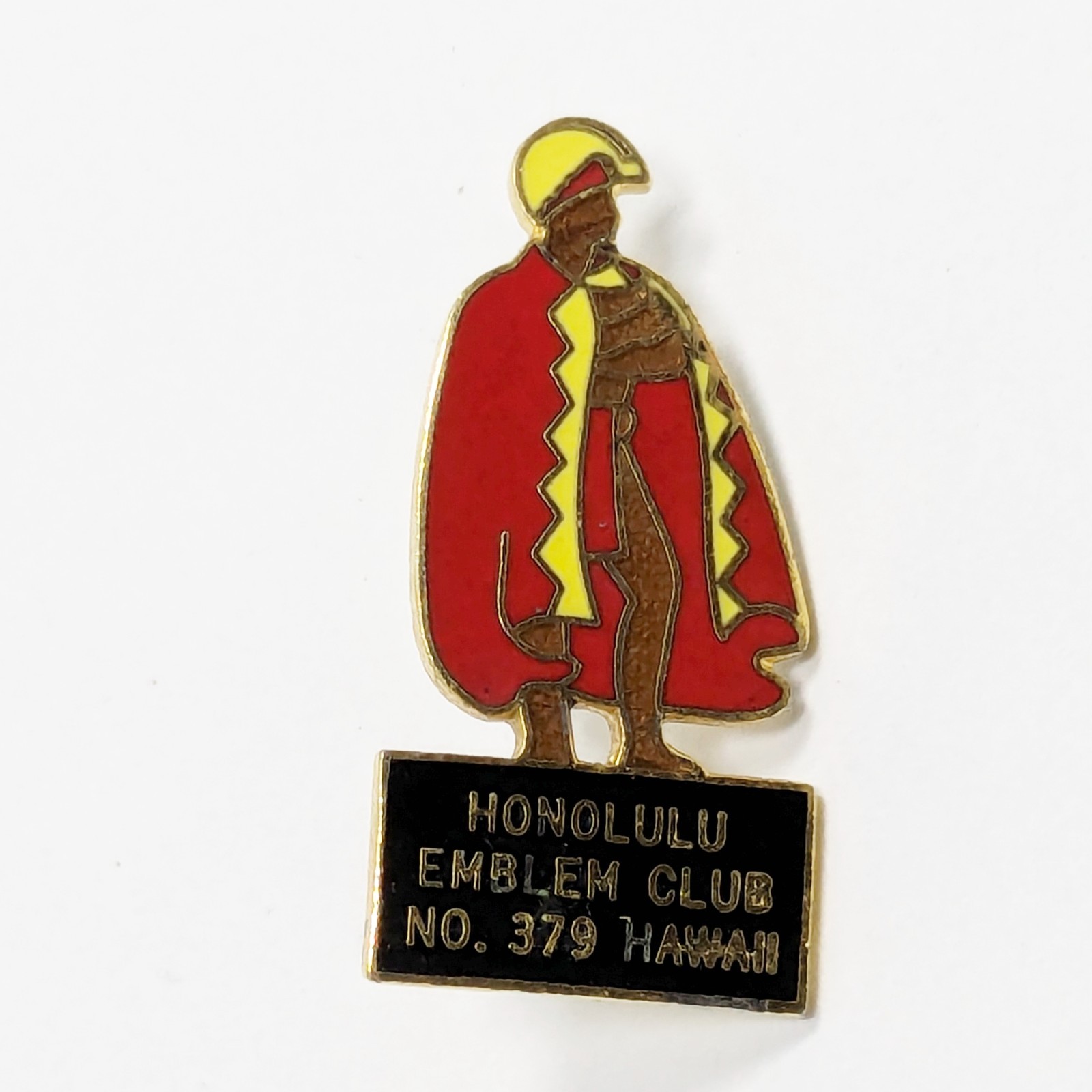 Honolulu Emblem Club No. 379 Hawaii Kamehameha Enamel Pin  Lapel pin Vintage
