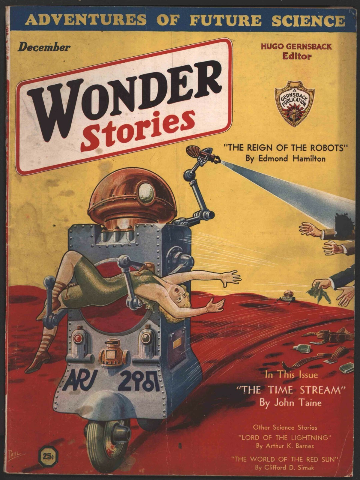 Wonder Stories 1931 December. Robot cover.   Pulp