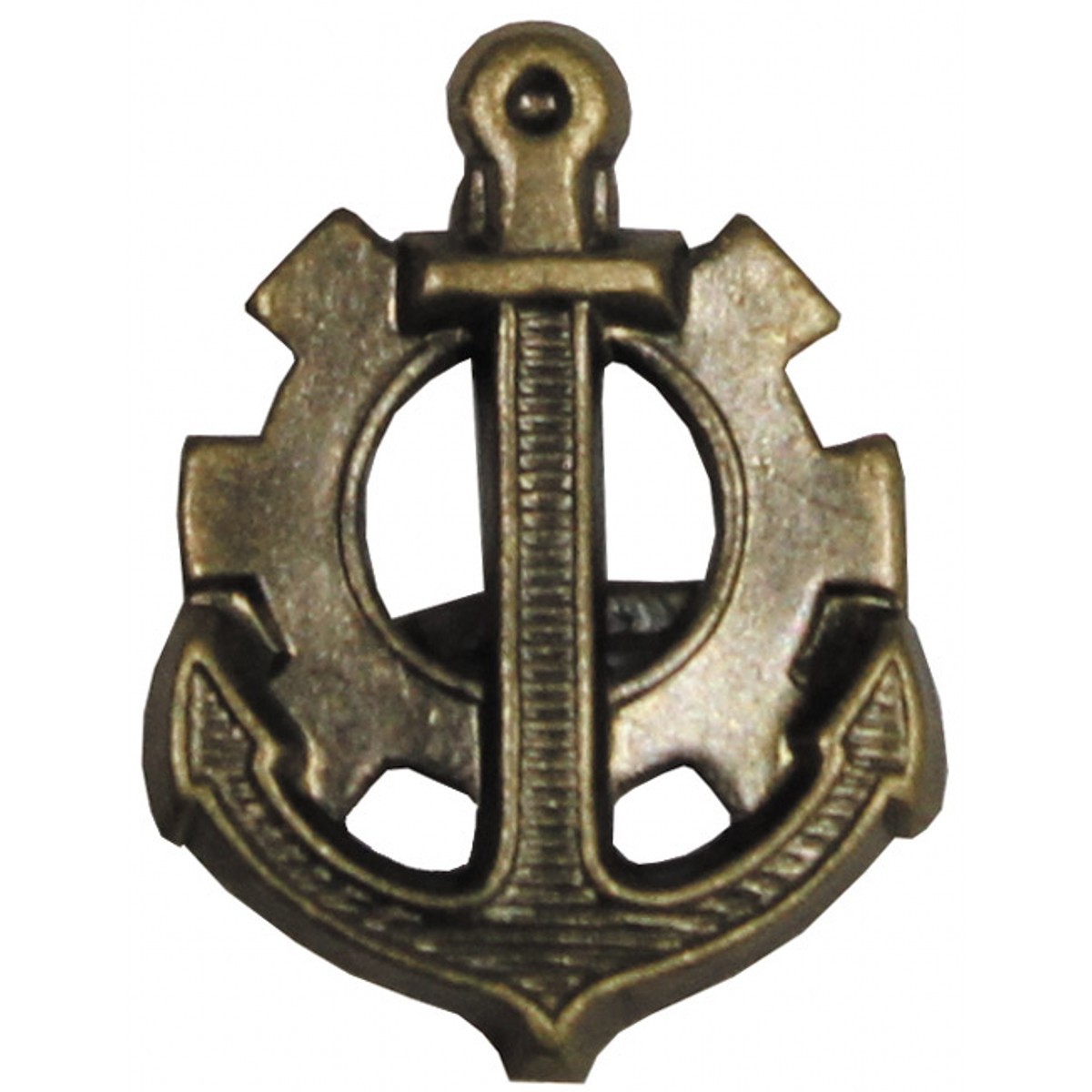 CZECHOSLOVAKIAN ARMY BRASS EMBLEM ENGINEER BADGE GEAR AND ANCHOR INSIGNIA PINS