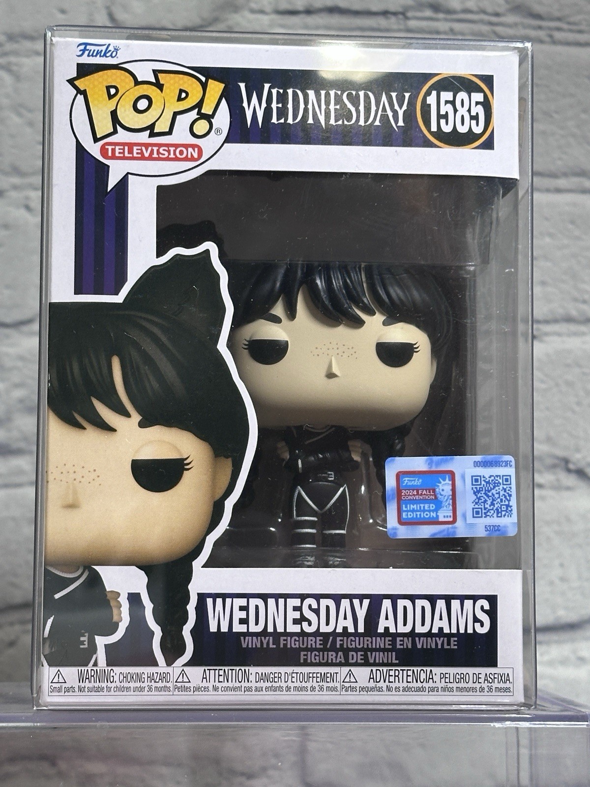 RARE 2024 Funko Pop Vinyl: TV Wednesday Addams #1585 Cat Ears NYCC FLAWED BOX