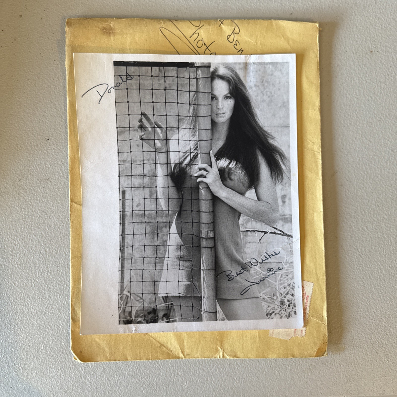 Jeanine Barrett Signed Photo & Handwritten Letter 1970 Envelope Vintage