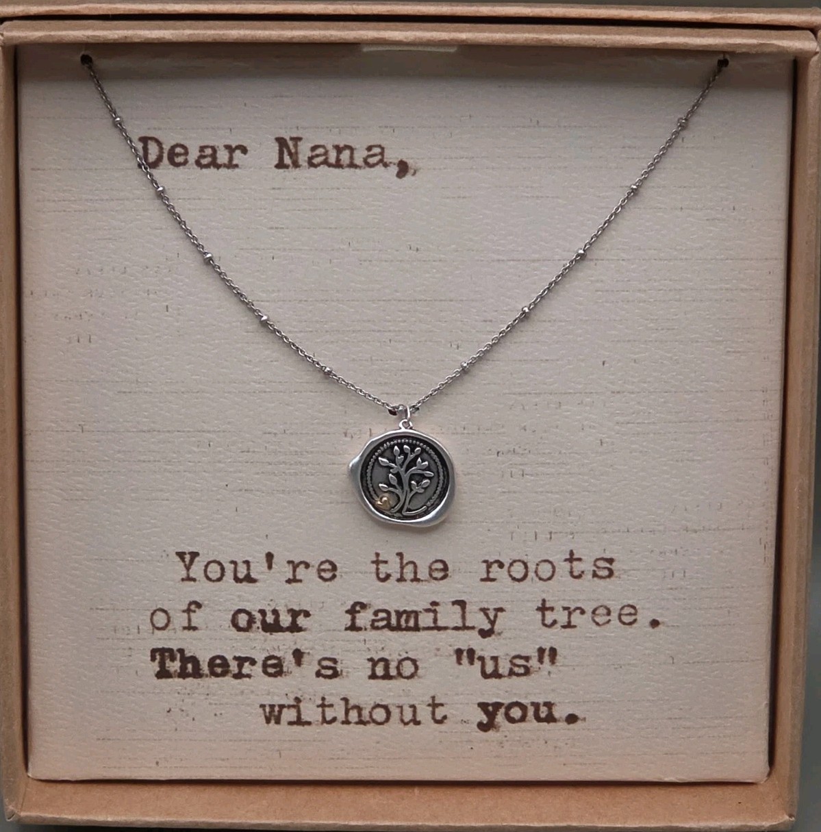 NIB Demdaco Dear Nana Necklace Silver Tone 18