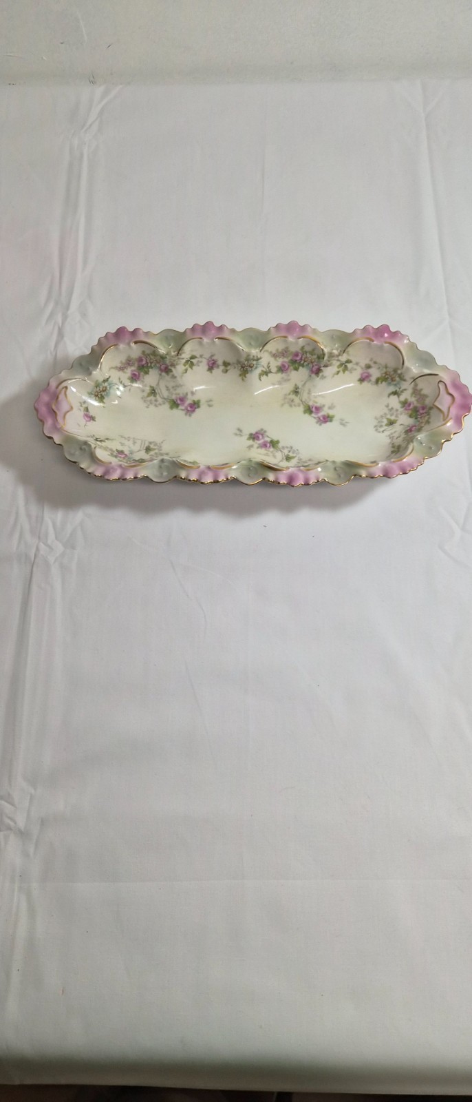 Antique MZ Austria Altrohlau Bridal Rose porcelain celery 11.75 in celery dish