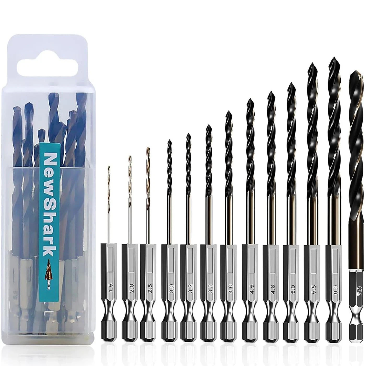 Hex Shank Cobalt Metric Drill Bit Set 15 PCS (1.5mm-8mm), Quick Change High Spee