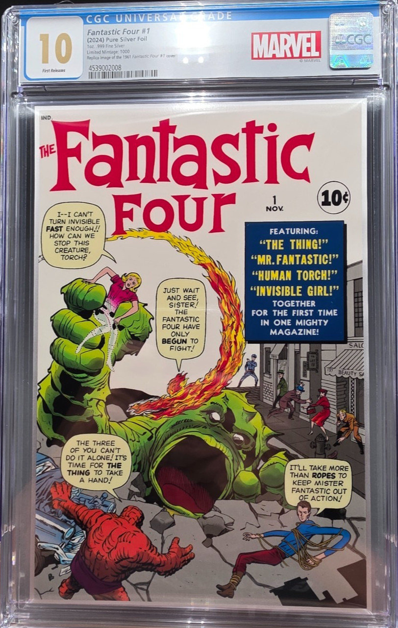 (CGC 10) FANTASTIC FOUR #1 (2024) PURE SILVER FOIL 1oz. .999 FINE SILVER #272