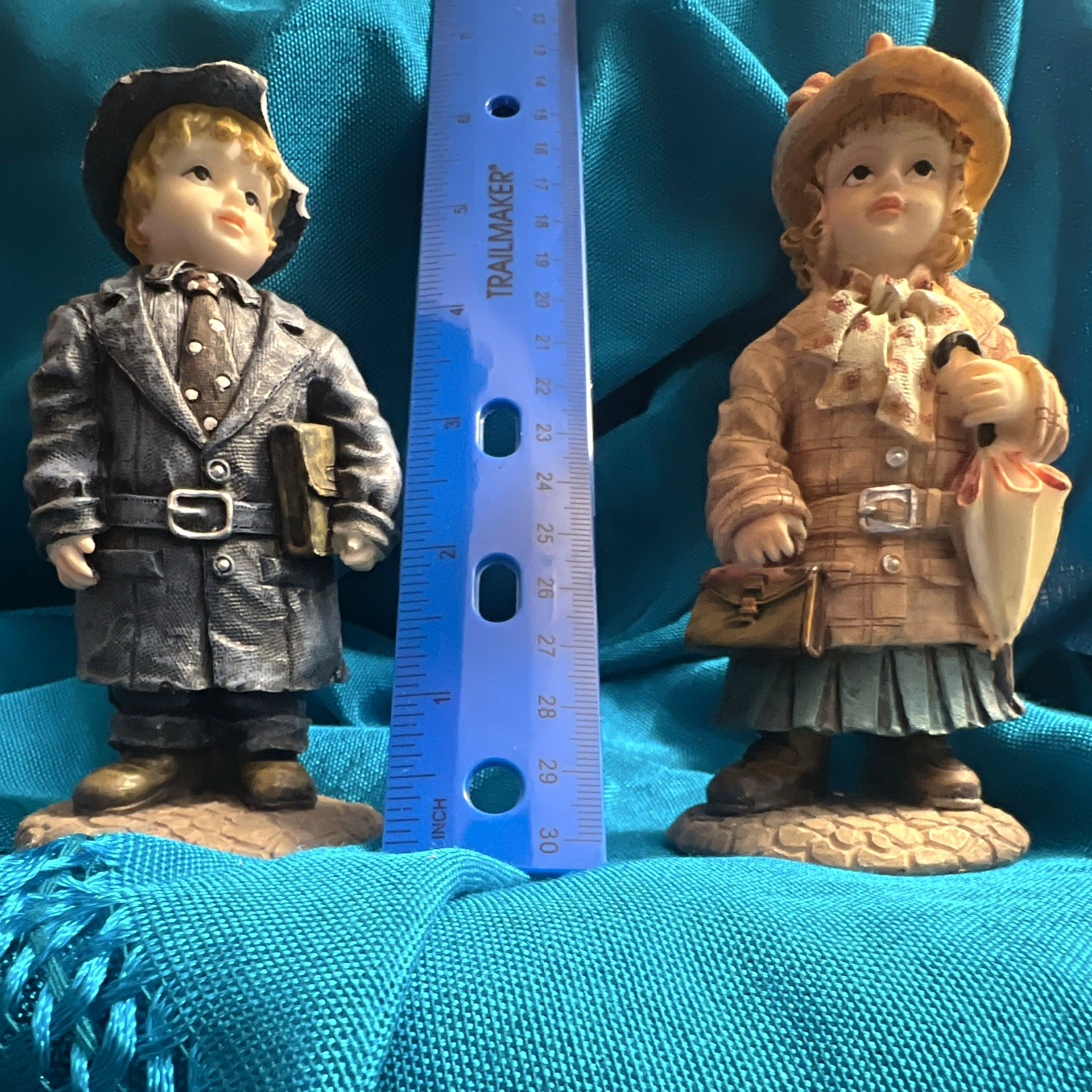 Vintage K\'s Collection Resin Figurine Set - Boy and Girl School Dress Up 5.5\