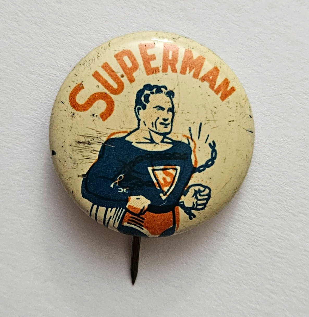 Superman Litho Pin 1939 Action Comics Magazine RARE Superman Litho Pin 1939 Action Comics Magazine RARE