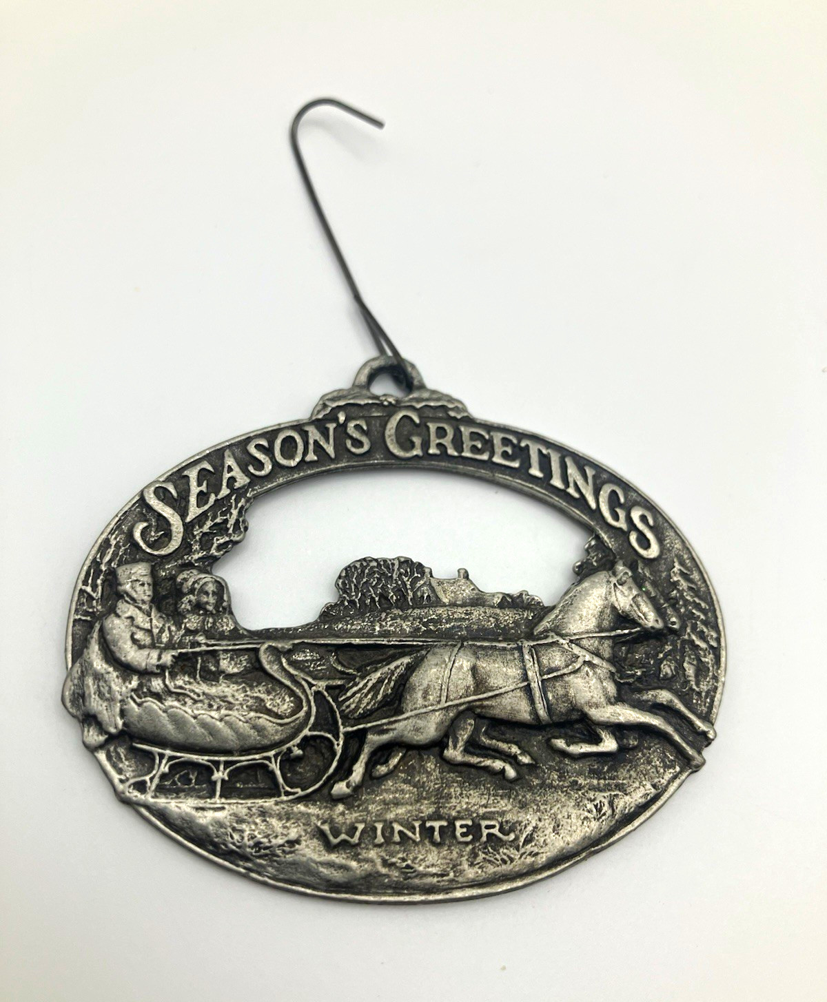 Danforth Frost Collection Pewter Winter Horse-Drawn Sleigh Ornament 1990 USA