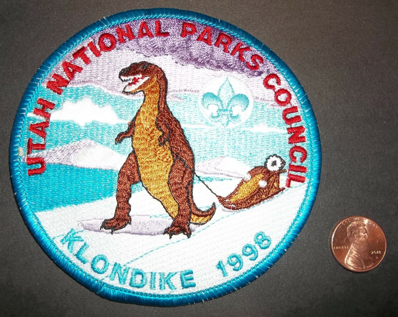 BSA BSC 1998 KLONDIKE UTAH NATIONAL PARKS CANADIAN JAMBOREE DINOSAUR PATCH