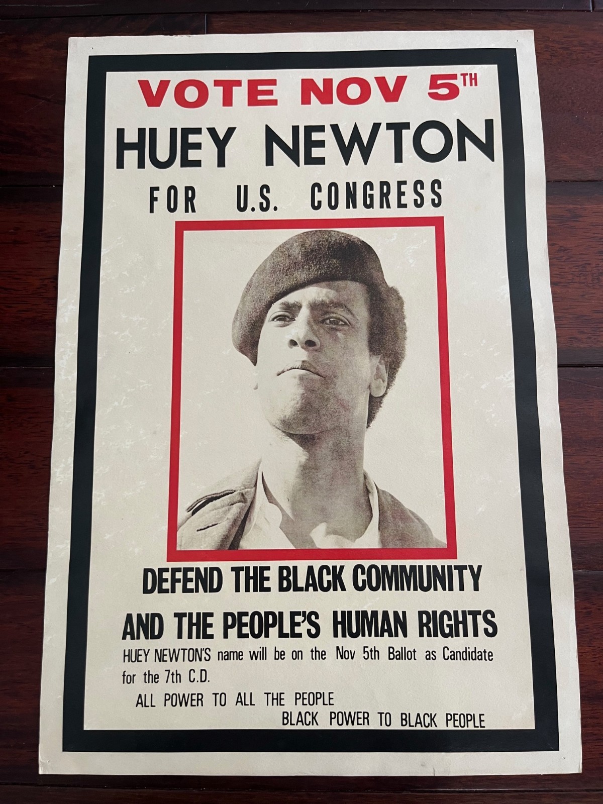 ORIG. 1968 HUEY NEWTON FOR CONGRESS - BLACK PANTHER PARTY POSTER - PLS OFFER