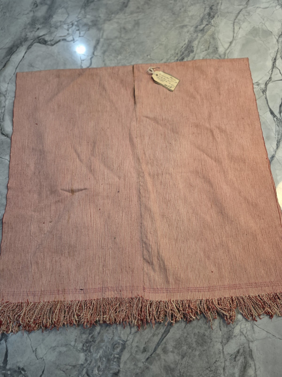 Vintage 1957 Zinacantan Tunic Chiapas Mexico Hand Woven Striped Cotton Fringe Po