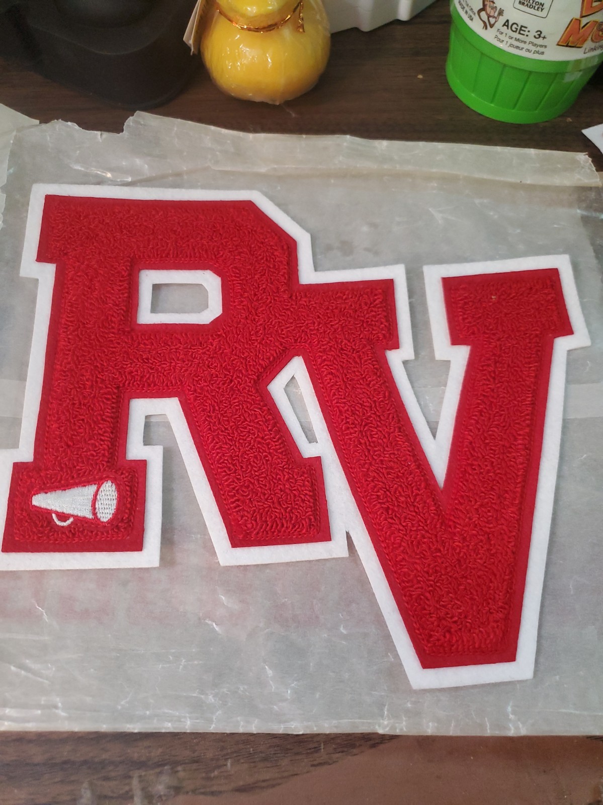 Vintage Letterman Varsity Patch Letter R V Red White Cheerleading 9.5