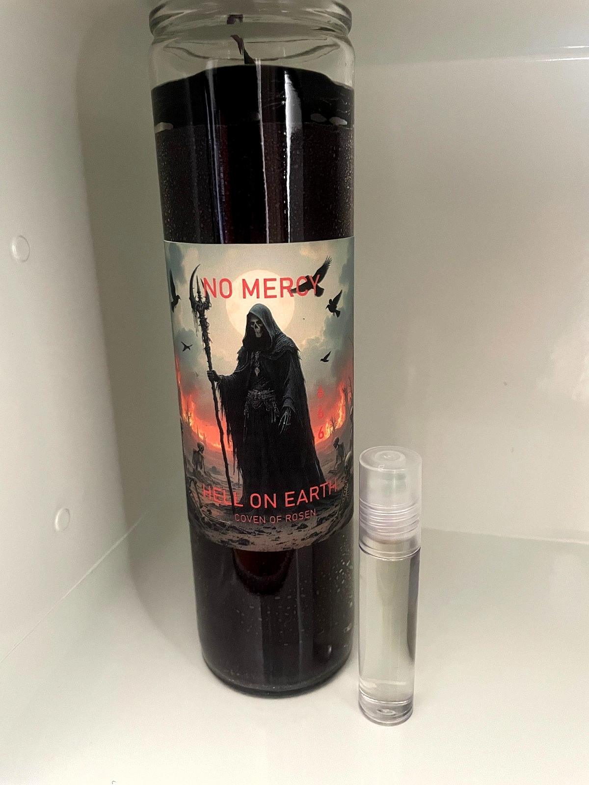 Demonic No Mercy- Hell On Earth Black Candle W/Spell Oil Kit Hoodoo Wicca