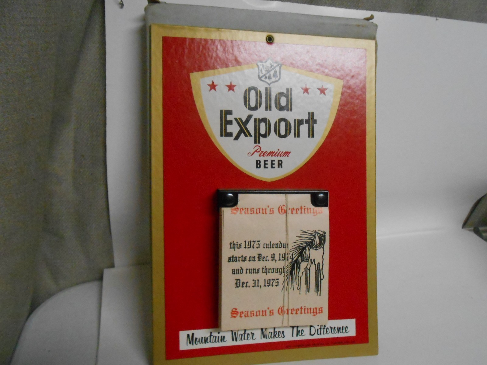 Old Export Beer Cumberland Brewing Company MD 1975 Day pull-off Calendar NOS