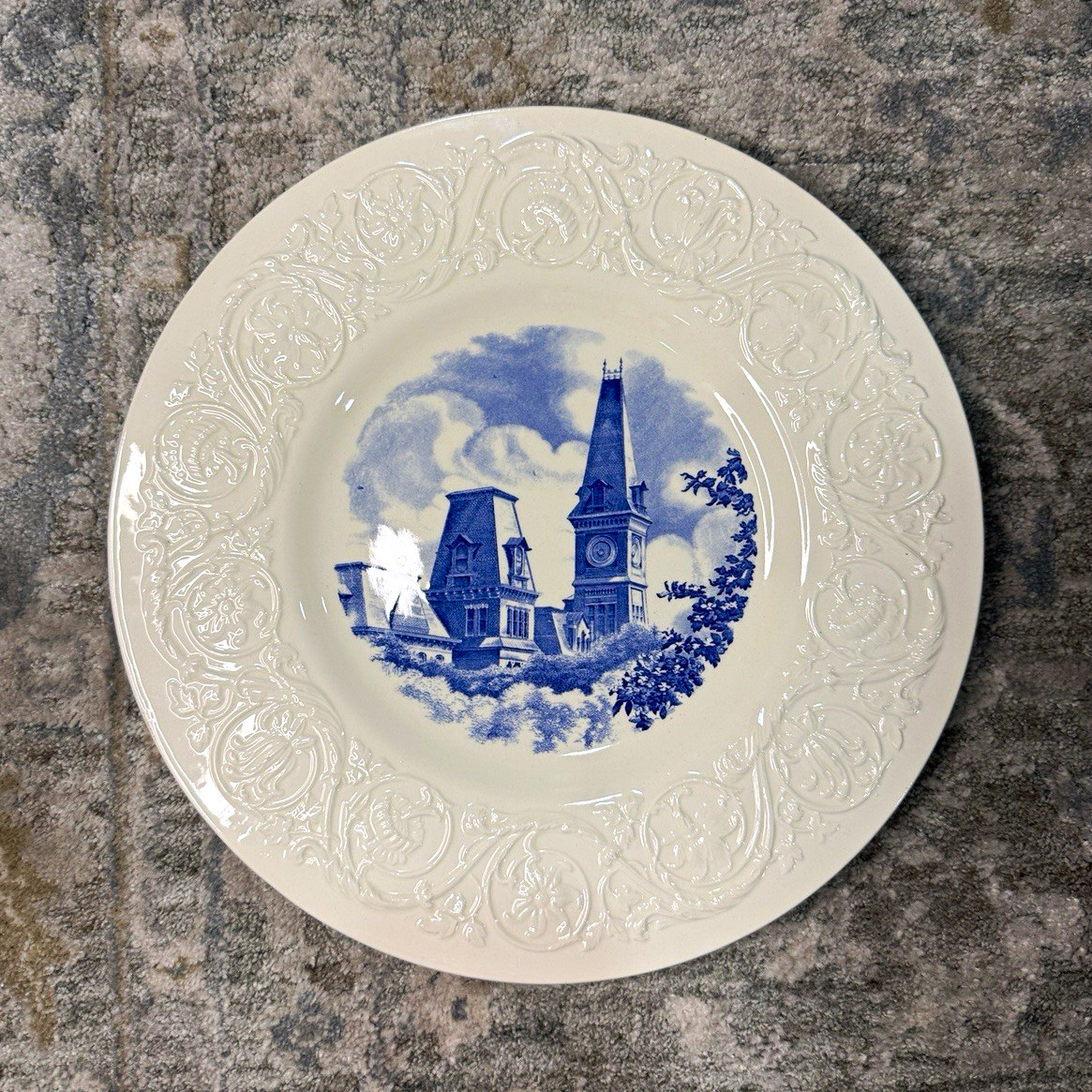 1936 Wedgwood Wesleyan College Centennial Plate Towers of Old Wesleyan