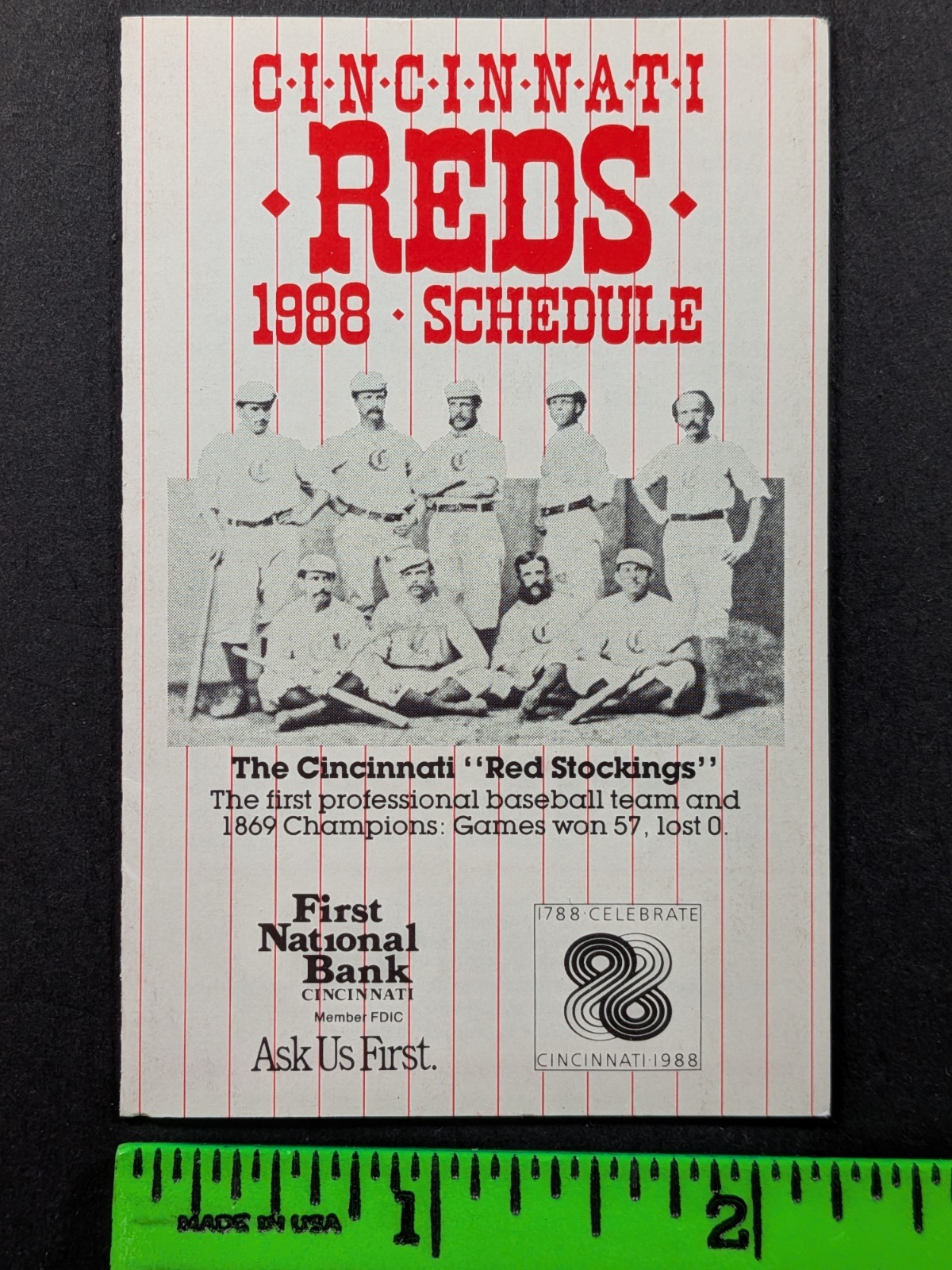 Cincinnati Reds 1988 Foldout Baseball Pocket Schedule