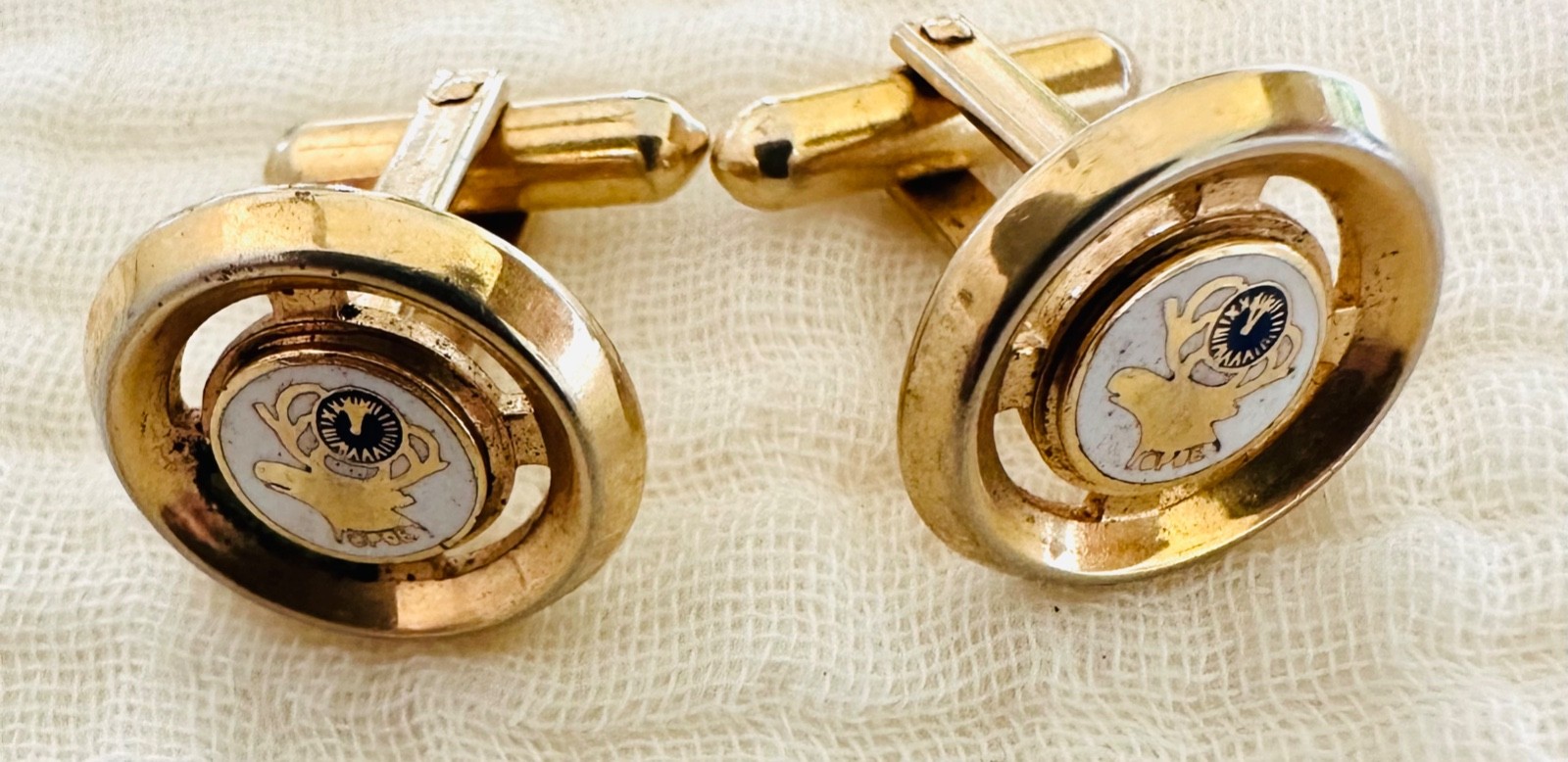 Vintage MCM BPOE Elks Lodge Gold Tone Cuff Links