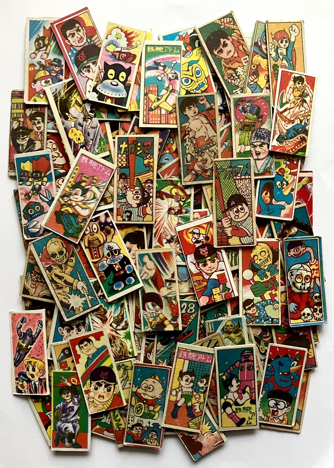 Japanese Vintage MENKO Cards lot 120 - 1970s Astro Boy Ultraman Tiger Mask