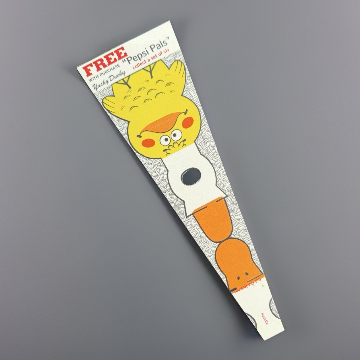 Vintage 1979 PEPSI PALS Yucky Ducky Soda Carton Stuffer Insert Paper Puppet Toy Vintage 1979 PEPSI PALS Yucky Ducky Soda Carton Stuffer Insert Paper Puppet Toy