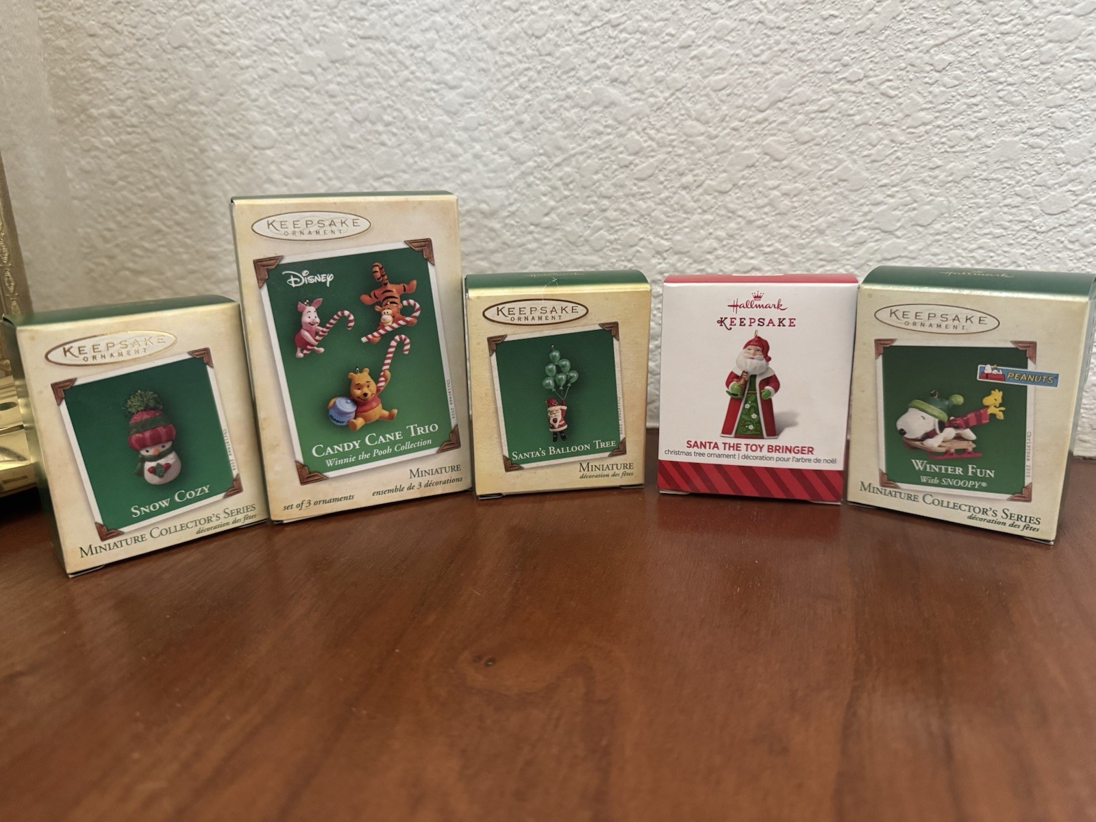 Hallmark Miniature Ornaments- New- Lot Of 7 Ornaments- In 5 Boxes