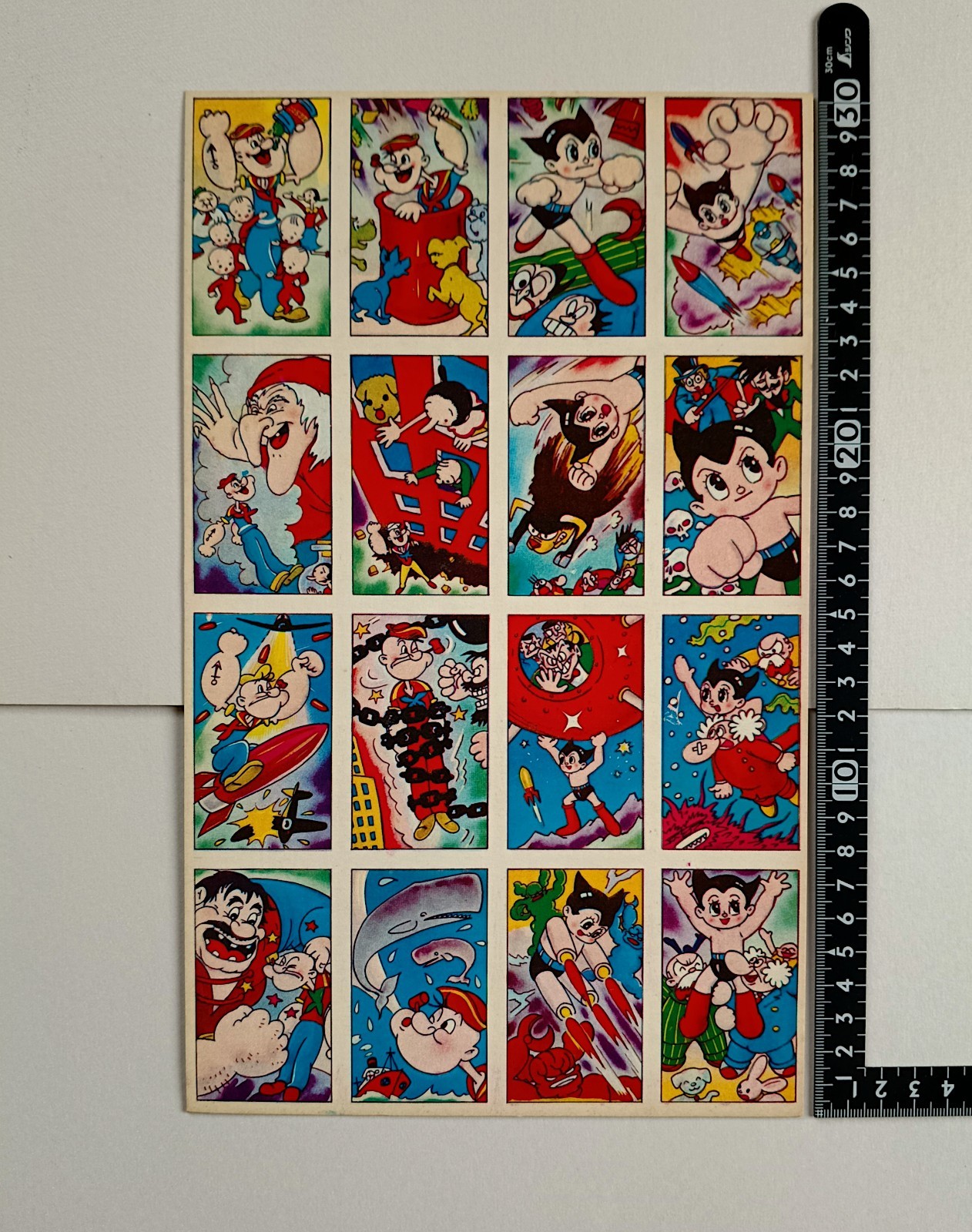Vintage Menko uncut sheet  Astro boy Popeye Japanese Tracking