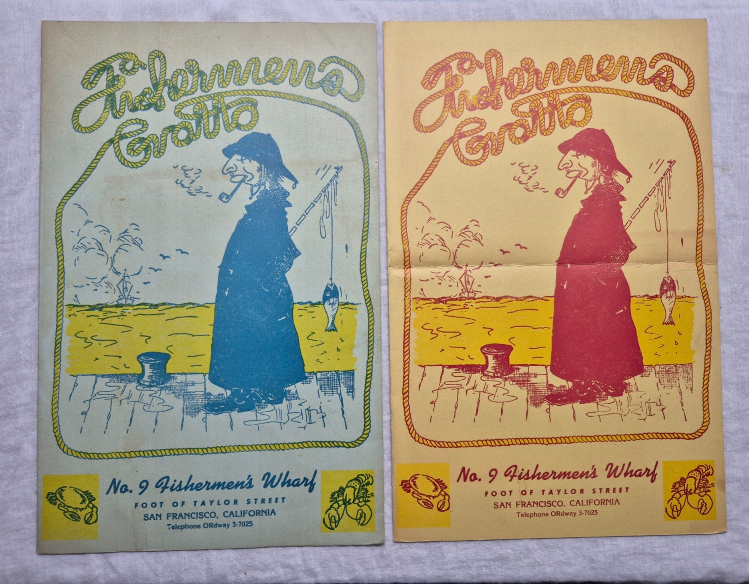 1949 Lot of 2 FISHERMEN'S GROTTO Menu, San Francisco
