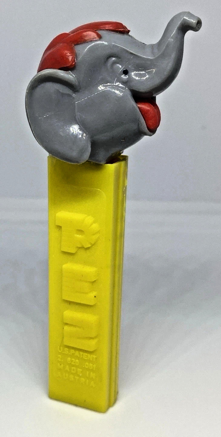 PEZ Very Rare VINTAGE Gray Head Circus BIG TOP Elephant w Red Hair Austria 2.6 PEZ Very Rare VINTAGE Gray Head Circus BIG TOP Elephant w Red Hair Austria 2.6
