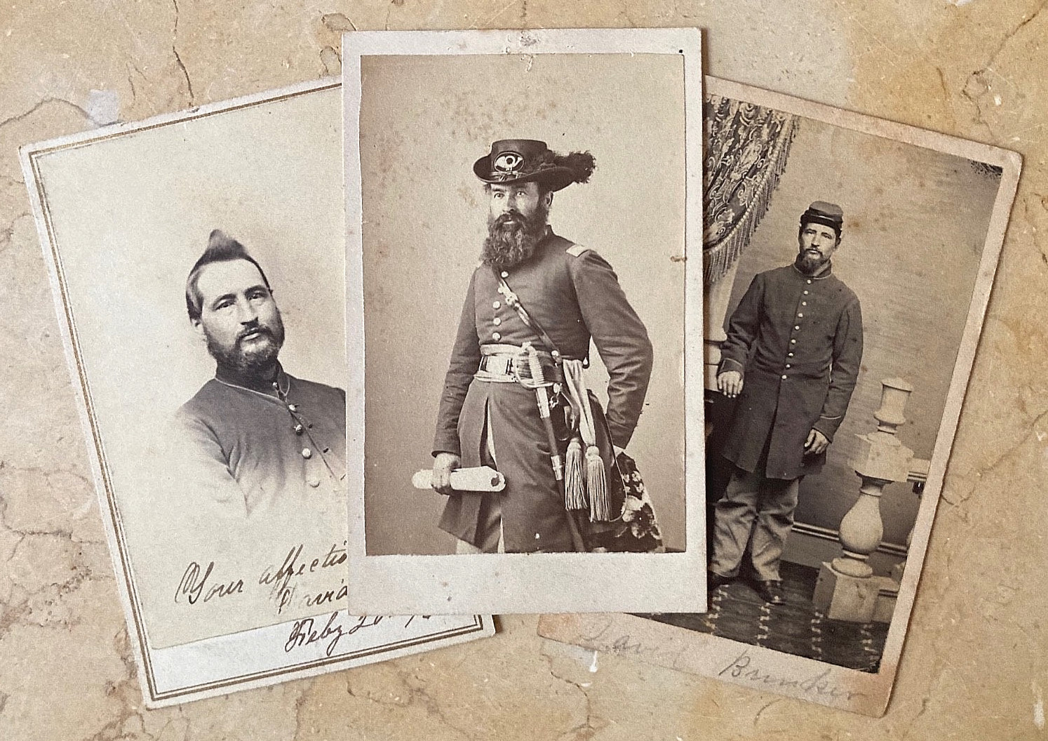 3 CIVIL WAR CDV LOT CAPT BRINKER COLUMBUS OHIO HOME GUARD SON DAVID AUTOGRAPHED