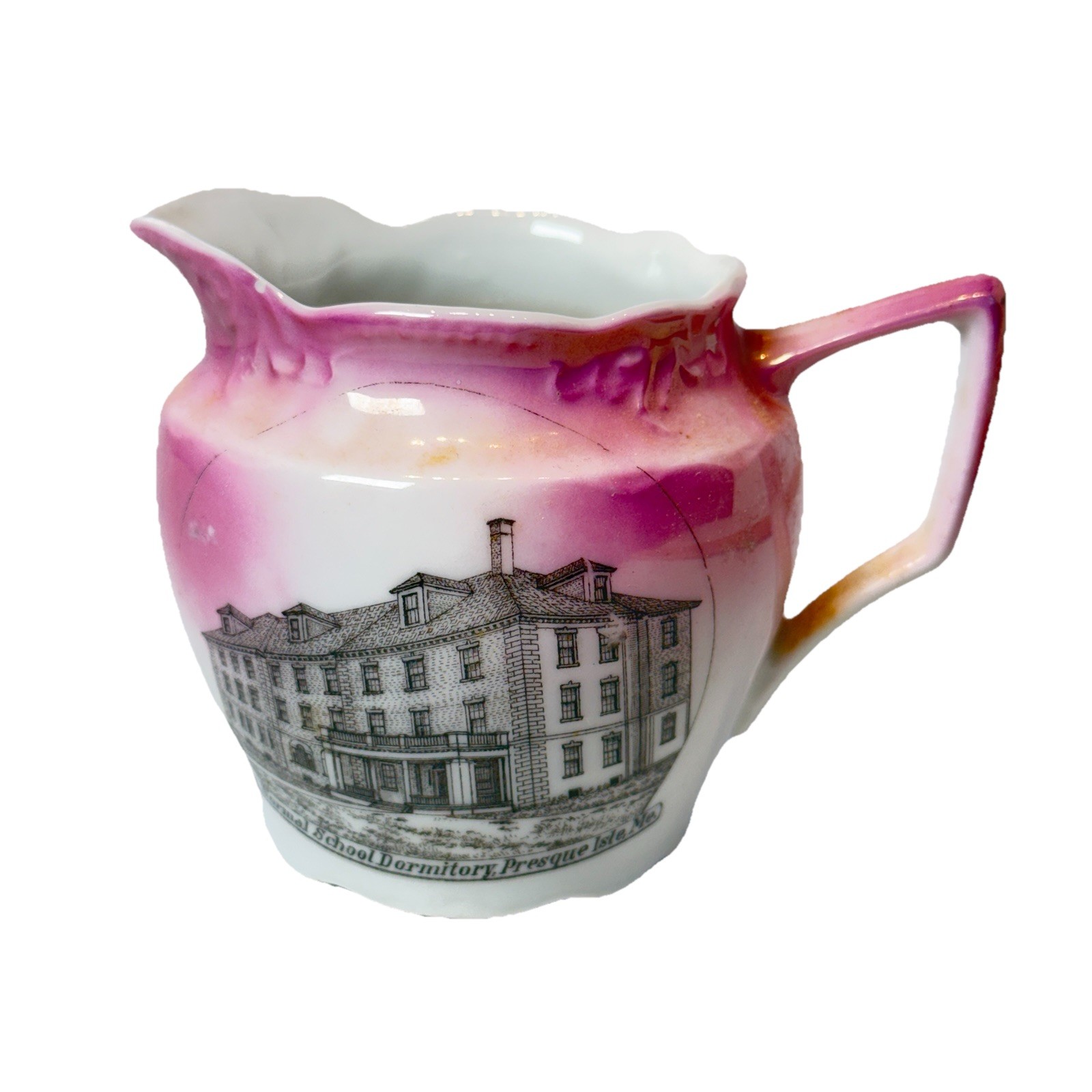 PRESQUE ISLE MAINE ME Antique NORMAL SCHOOL DORM Souvenir TRINKET CREAMER