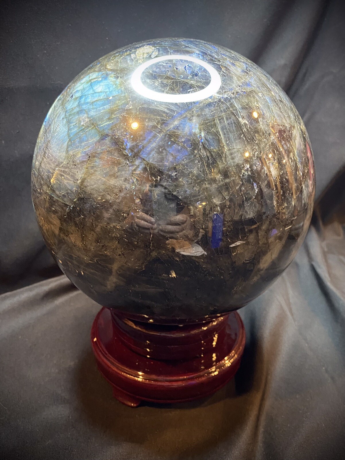 Jumbo Gorgeous Labradorite Sphere With Stand 6.7 Kg /14lbs 12oz