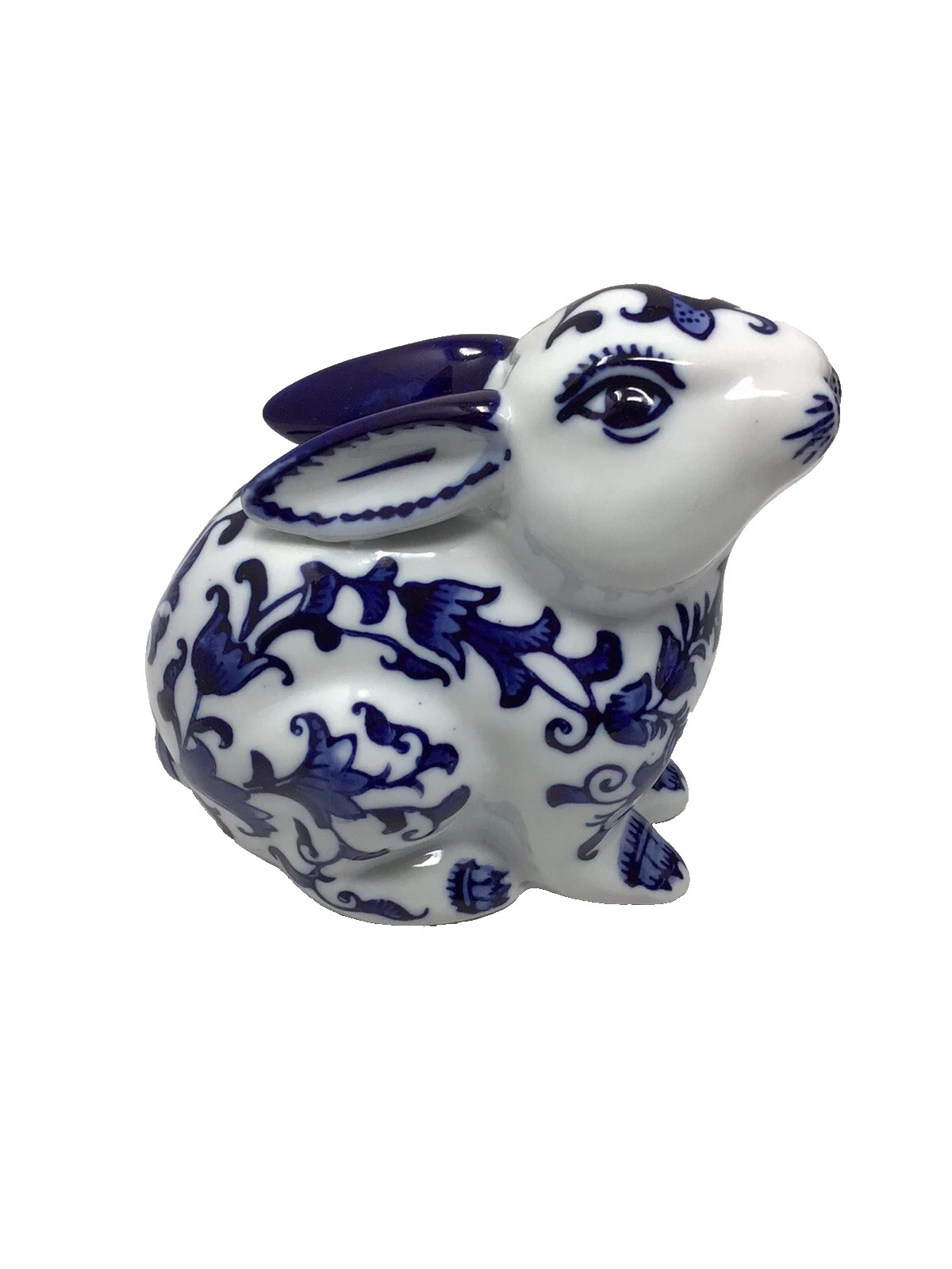 Floral Blue and White porcelain Bunny 6\