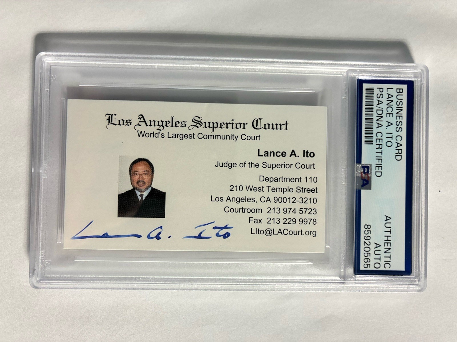 Judge LANCE ITO OJ Simpson trial signed autographed business card PSA slabbed