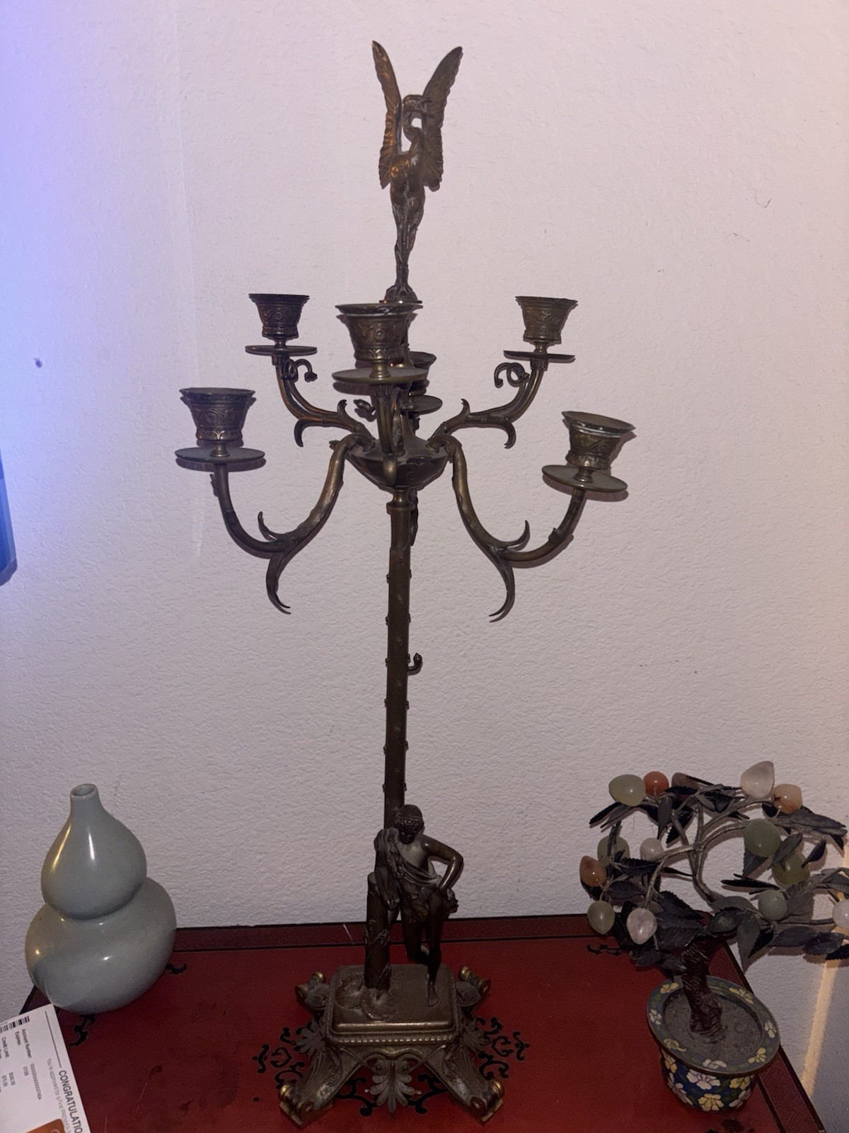 Antique F. Barbedienne Ferdinand Levillain Bronze Figural Candelabrum C.1880