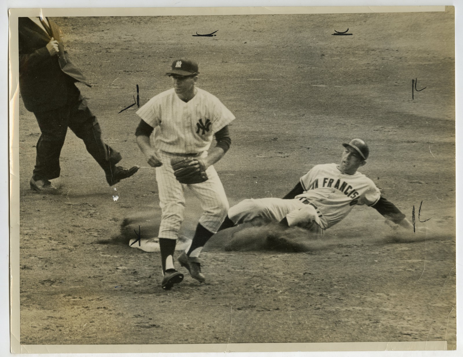 World Series Giants Jim Davenport @2nd Yankees Bobby Richardson 1962 Press Photo