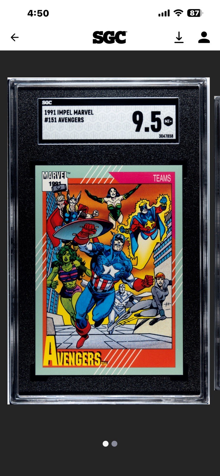 1991 Impel Marvel #151 Avengers Graded 🔥SGC 9.5🔥 1991 Impel Marvel #151 Avengers Graded 🔥SGC 9.5🔥