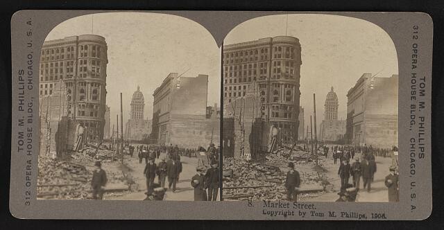 Photo:Chicago IL 1906 Market Street Ruins Stereoview Flood Debris Downtown