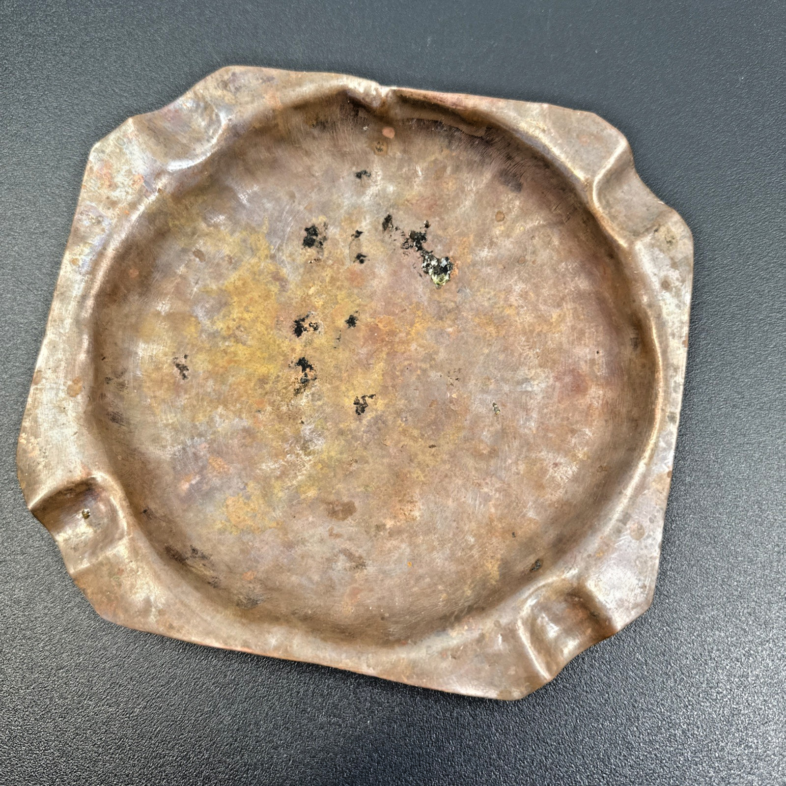 Vintage Copper Round-8 side Ashtray | Gregorian Solid Copper | Made in USA | MCM