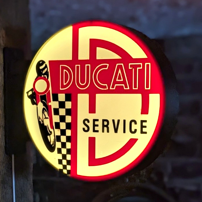 Ducati Service Double Sided Motorcycle Wall Sign Light, Red/White 9\ Ducati Service Double Sided Motorcycle Wall Sign Light, Red/White 9\