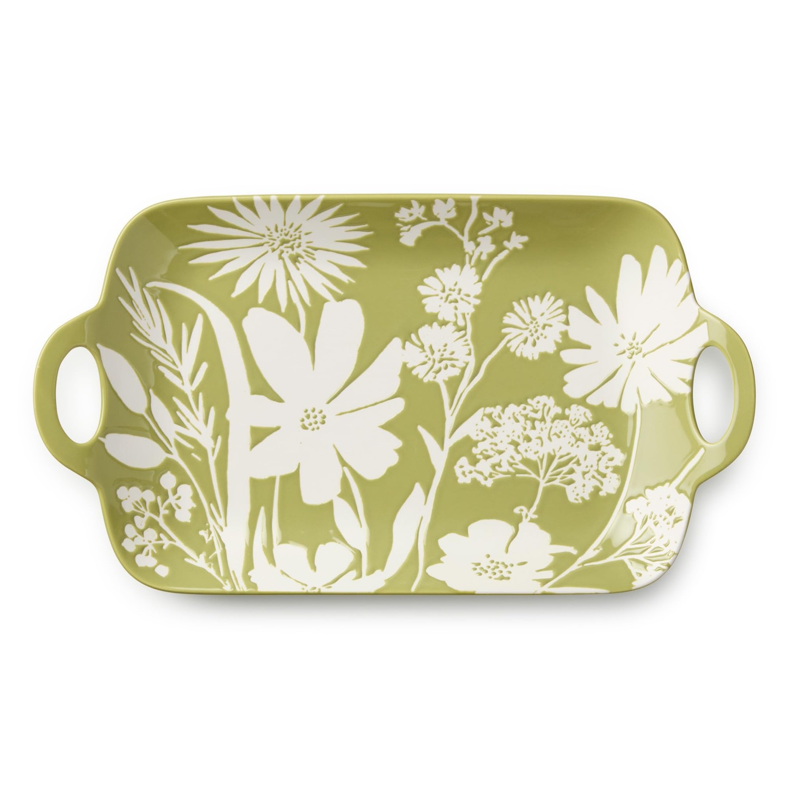 Certified International Wildflowers Wax Off Porcelain Rectangular Platter