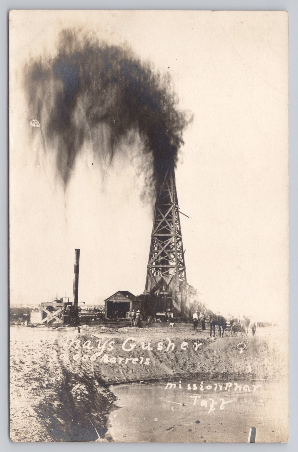 Vintage Real Photo Postcard Spindletop Gusher Texas Oil Boom 1901