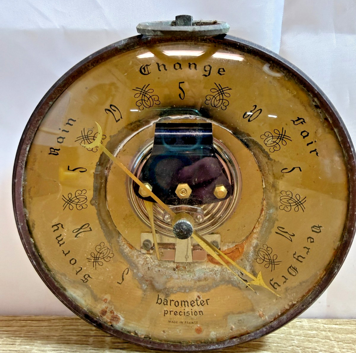 Vintage French Aneroid Barometer Precision Made in France c1940s-60s Collectible