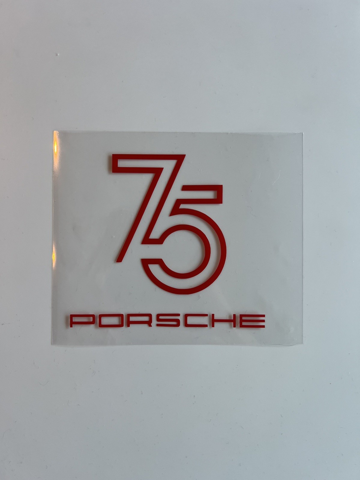 Pair of Porsche 75 years stickers  / Glass / Window Stickers - Red