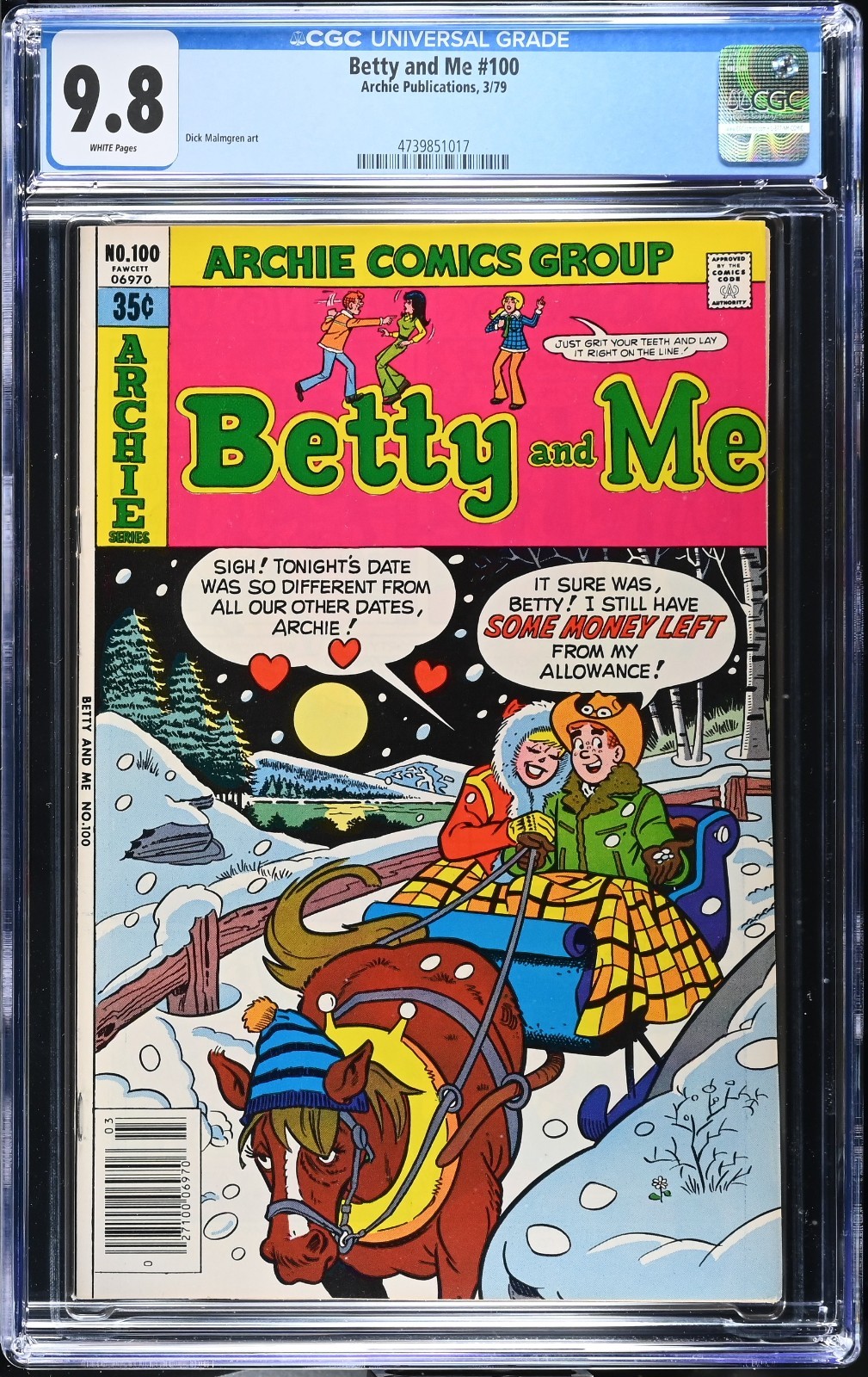 ARCHIE BETTY AND ME #100 3/79 Archie CGC 9.8 - DICK MALMGREN ART