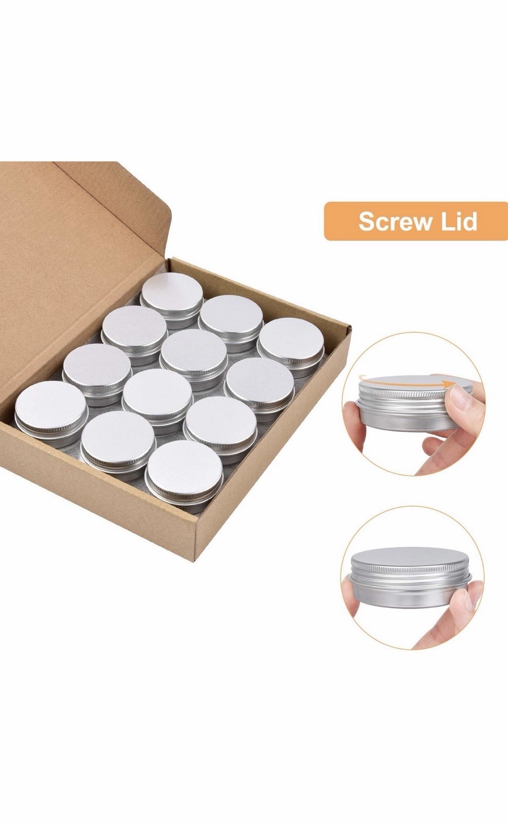 24Pack 2oz Metal round Tins Aluminum Tin Can Containers with Screw Lid for Salve